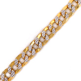11mm Gold Semi-Solid Two Tone Cuban Bracelet 10K - White Carat - USA & Canada